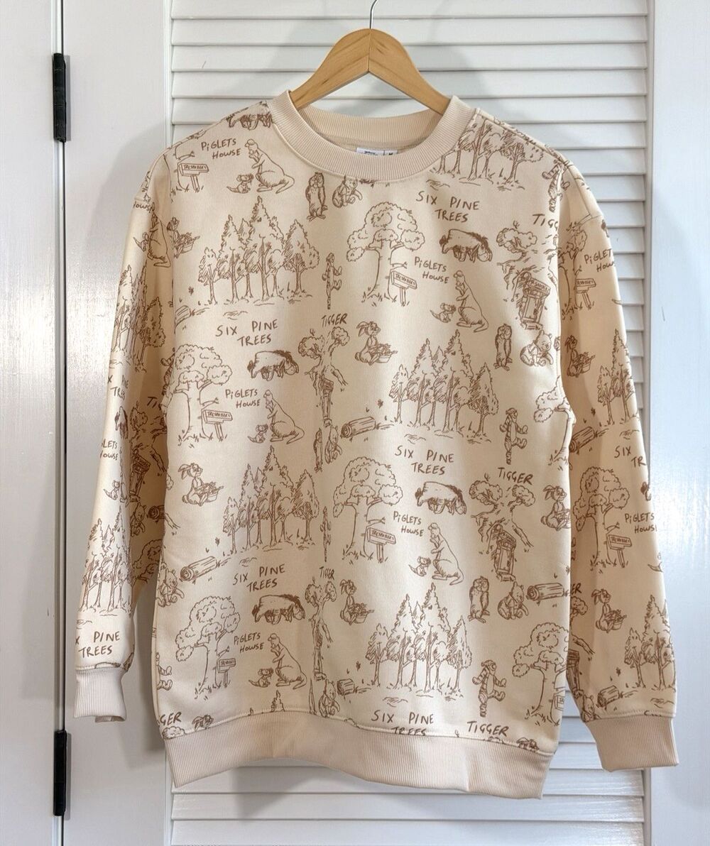 Disney Winnie the Pooh Women’s M Fleece Sweatshirt Tigger Eeyore Piglet NWOT